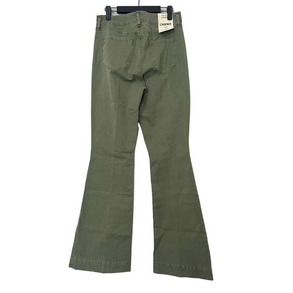 NWT L'Agence The Affair High Rise Flare Jeans in Brigade Green Size 30 - Picture 5 of 13
